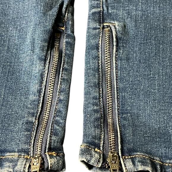 NWT Free People We The Free Bella Moto Mid Rise Skinny Jeans 25‎ Blue Ankle Zip - Picture 8 of 8